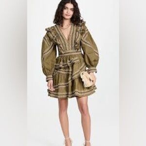 ULLA JOHNSON Anais Ruffle V-Neck Mini Dress Size 4